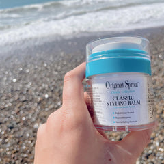 Original Sprout balm applied to damp hair for styling control and hold.
