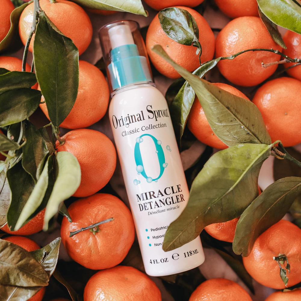 Original Sprout Miracle Detangler bottle back label notes vegan and cruelty-free formulation.