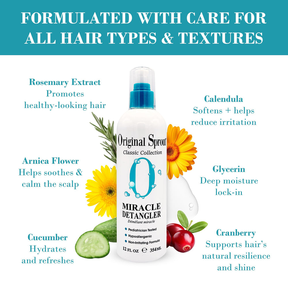 Original Sprout detangler application on damp hair for smooth styling
