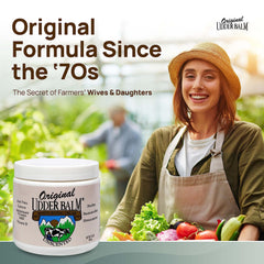 Original Udder Balm Unscented Jar on hands — deep hydration for dry, cracked skin.