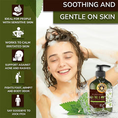 ORISO Tea Tree Mint Body Wash pump bottle delivers cooling, refreshed skin