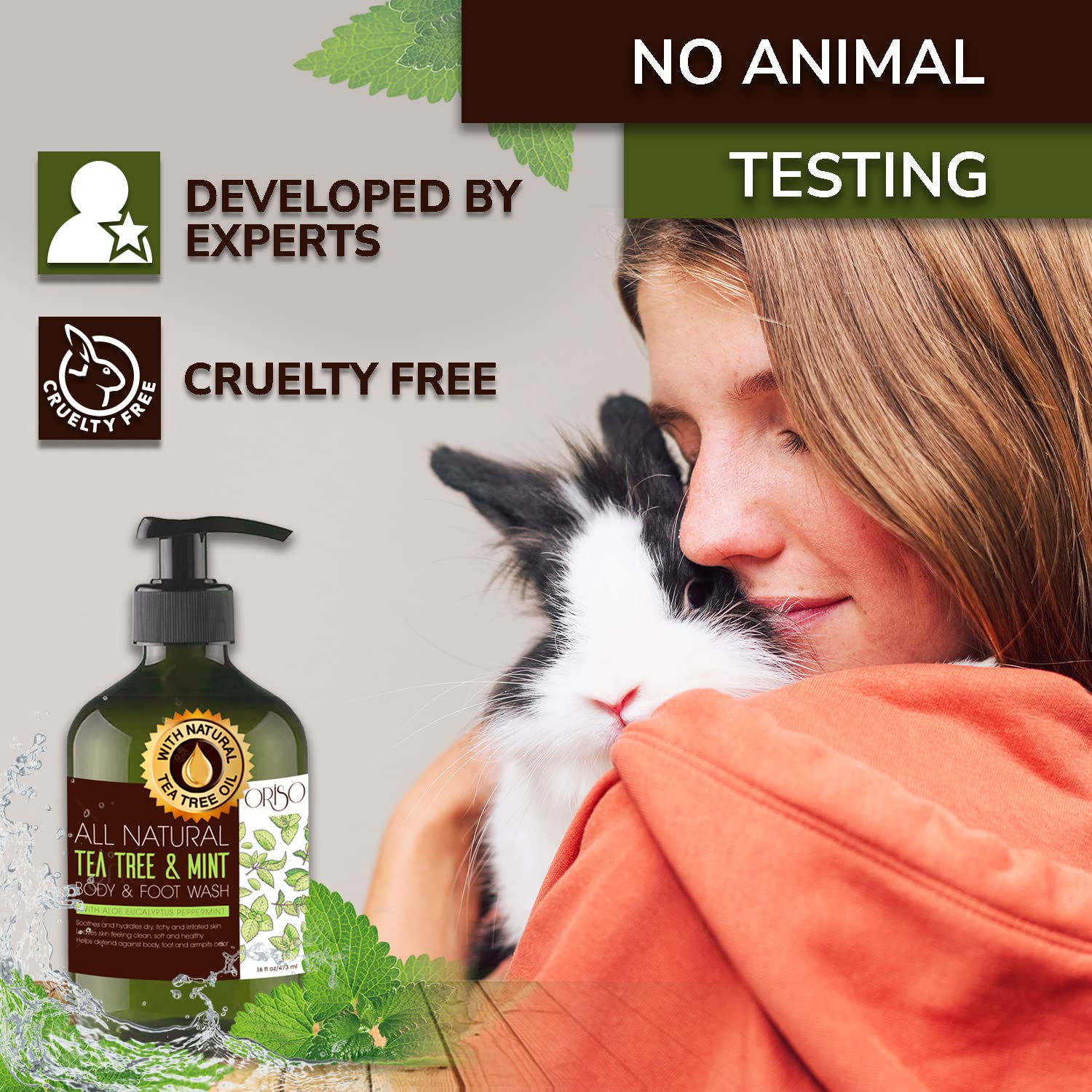 ORISO Tea Tree Mint Body Wash hydrating formula ideal for sensitive skin after shower