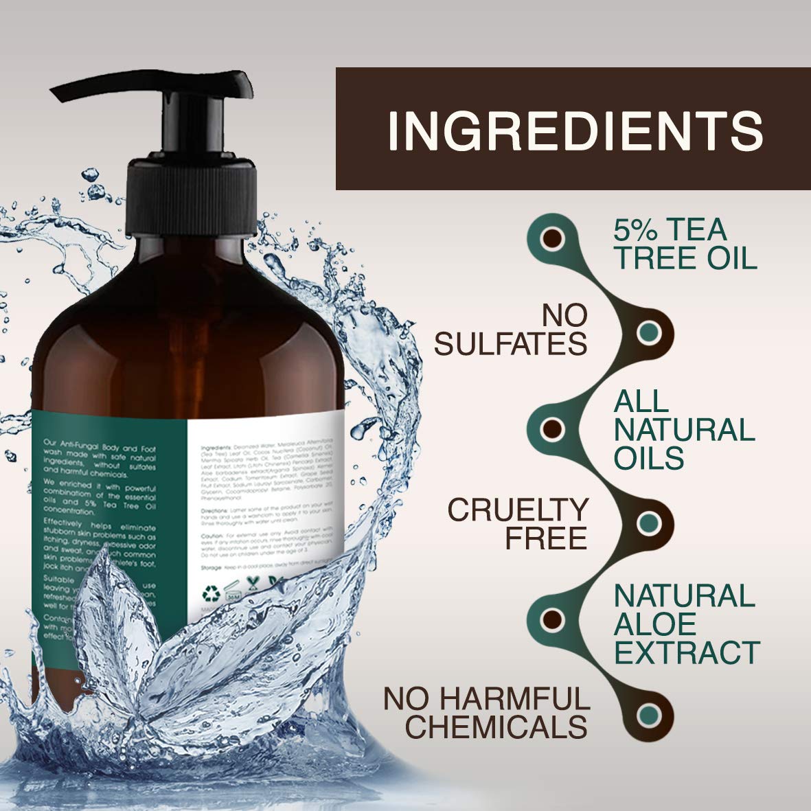 ORISO Tea Tree Oil Body Wash lather demonstrates minty refreshing cleanse.