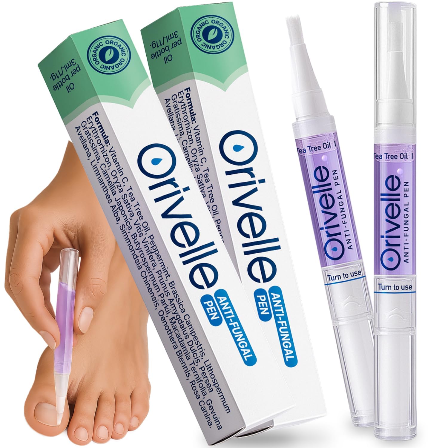 Orivelle Nail Fungus Pen precision applicator enables targeted under-nail care.