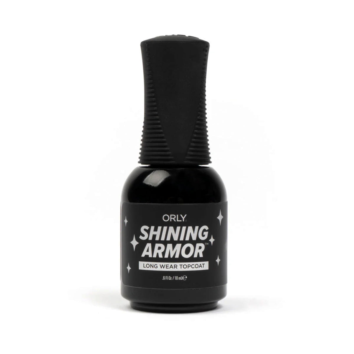 Orly Shining Armor bottle close-up showing glossy, long-wear top coat
