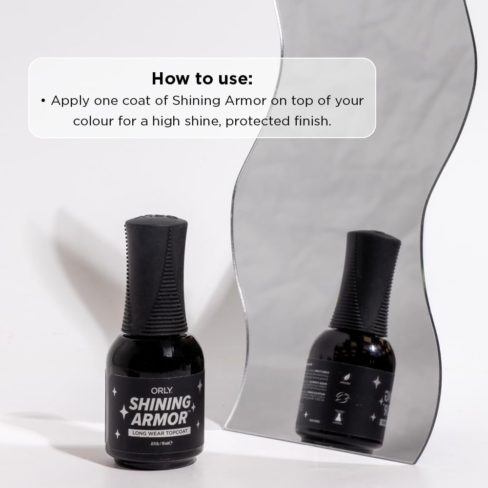 Orly Shining Armor being applied on nails for smooth, high-gloss finish