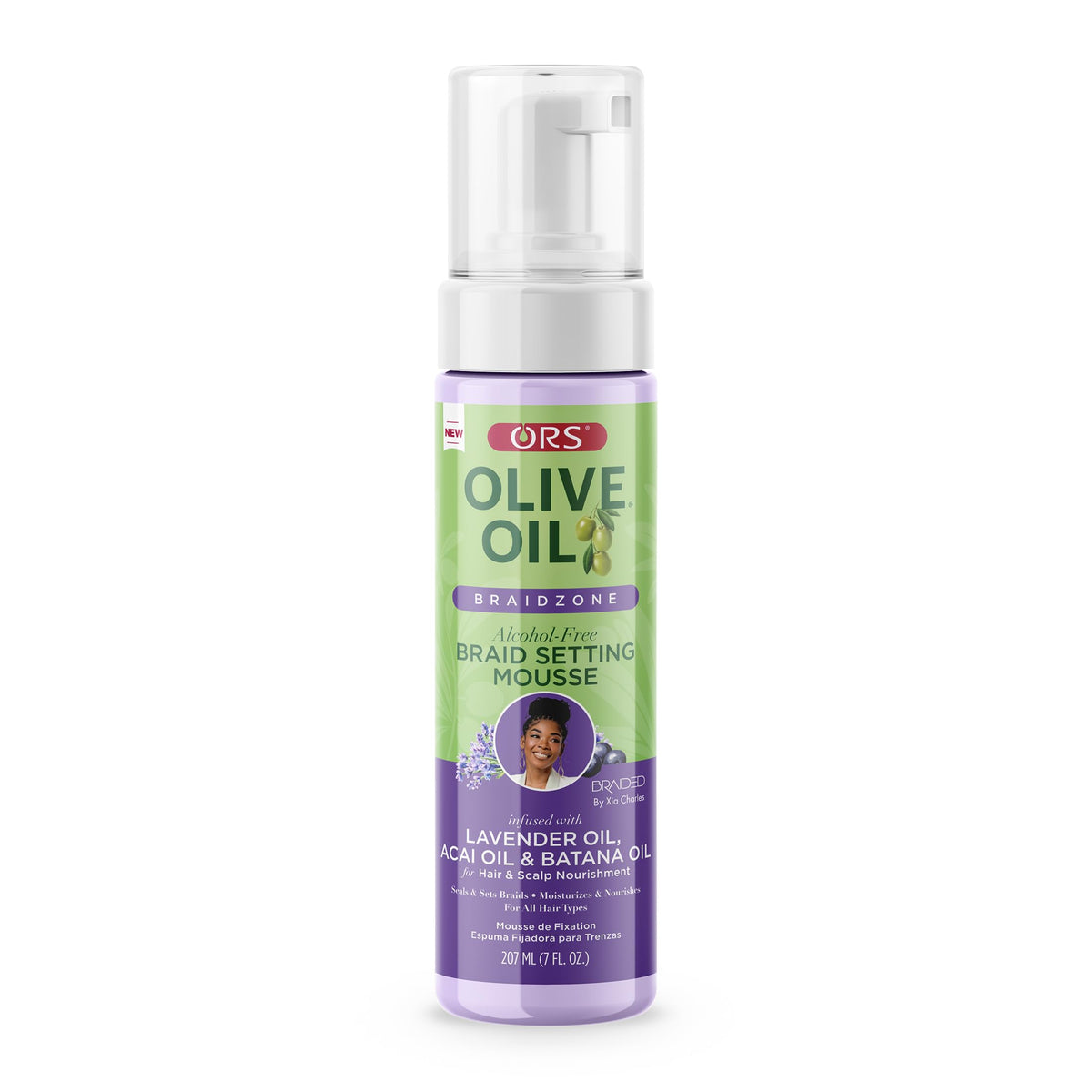 ORS Olive Oil Braidzone mousse bottle for protective styles and moisture.
