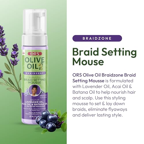 ORS Olive Oil Braidzone lavender oil drop highlight soothing scent and hydration.