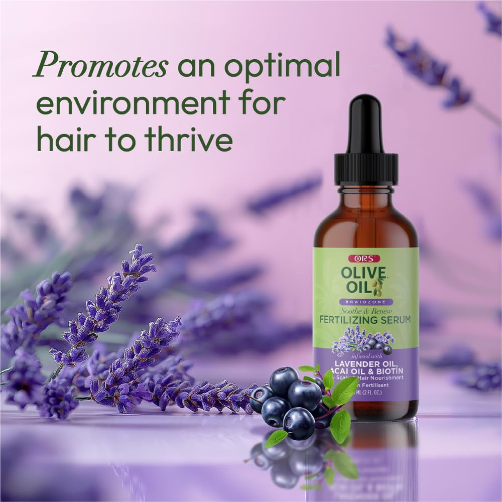 ORS Olive Oil Braidzone Serum texture on hair shows smooth, nourished strands