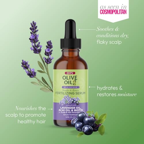 ORS Olive Oil Braidzone Serum lavender oil drop highlighting soothing scalp care