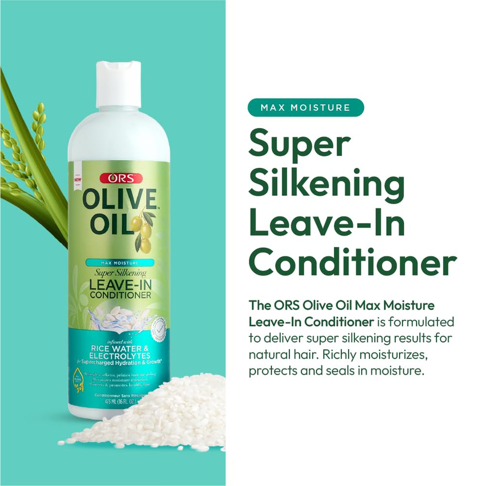 ORS Olive Oil Max Moisture leave in conditioner creamy texture close up for smoothness
