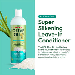 ORS Olive Oil Max Moisture leave in conditioner creamy texture close up for smoothness