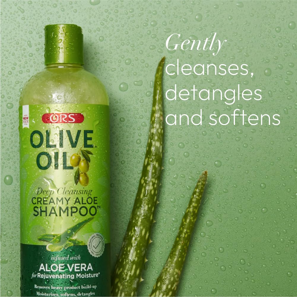 ORS Olive Oil Moisture Restore shampoo on wet hair ready for detangling and styling