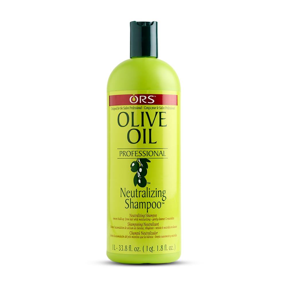 ORS Olive Oil Neutralizing Shampoo bottle-pour enhances nourishment after relaxing
