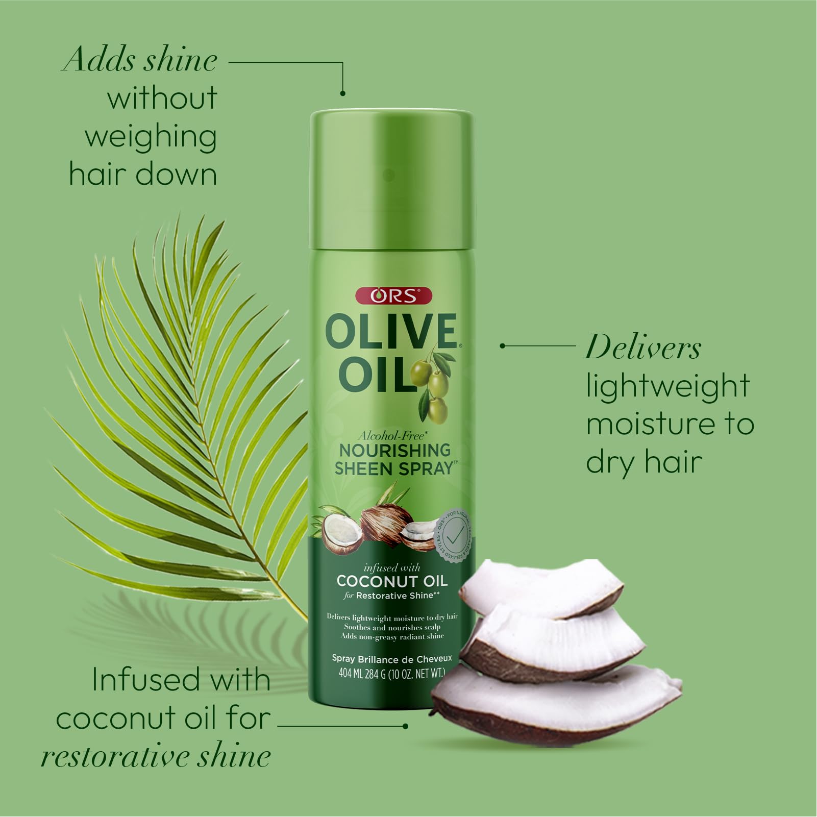 ORS Nourishing Sheen Spray used on braided styles to reduce frizz and add gloss.