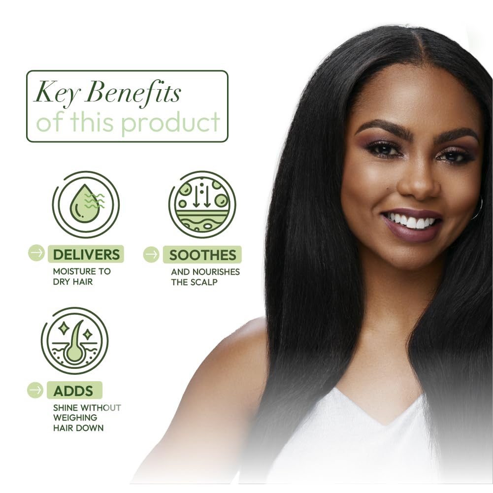 Hair strands glow after using ORS Olive Oil Nourishing Sheen Spray.