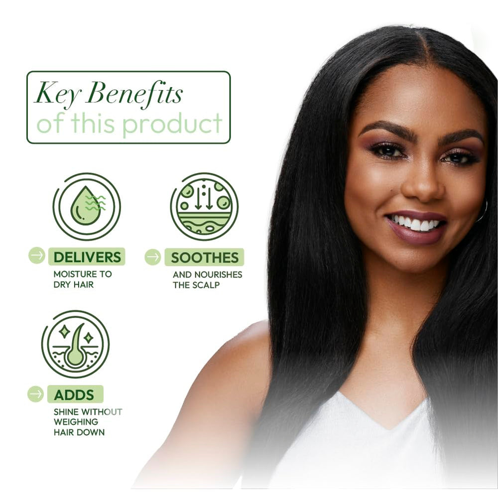 Hair strands glow after using ORS Olive Oil Nourishing Sheen Spray.