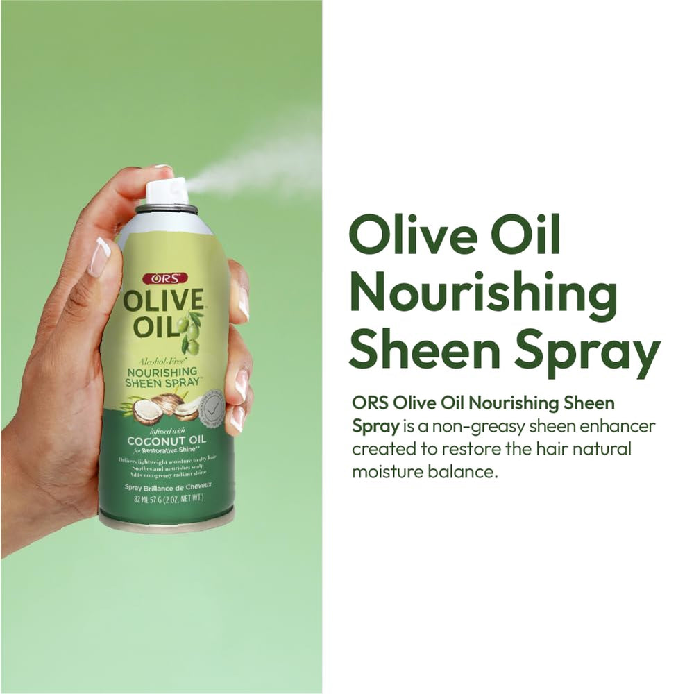 ORS Olive Oil Nourishing Sheen Spray keeps hair soft and frizz-free in daily use.