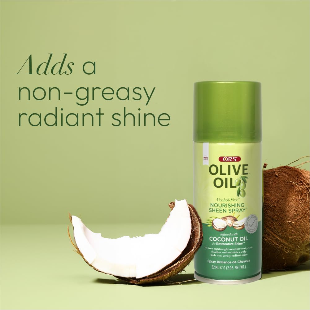 ORS Olive Oil Nourishing Sheen Spray travels well for on-the-go touch-ups.