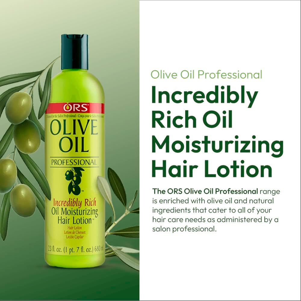 ORS Olive Oil Professional Rich Hair Lotion damp-hair-application demonstrates prep for blow-dry styling