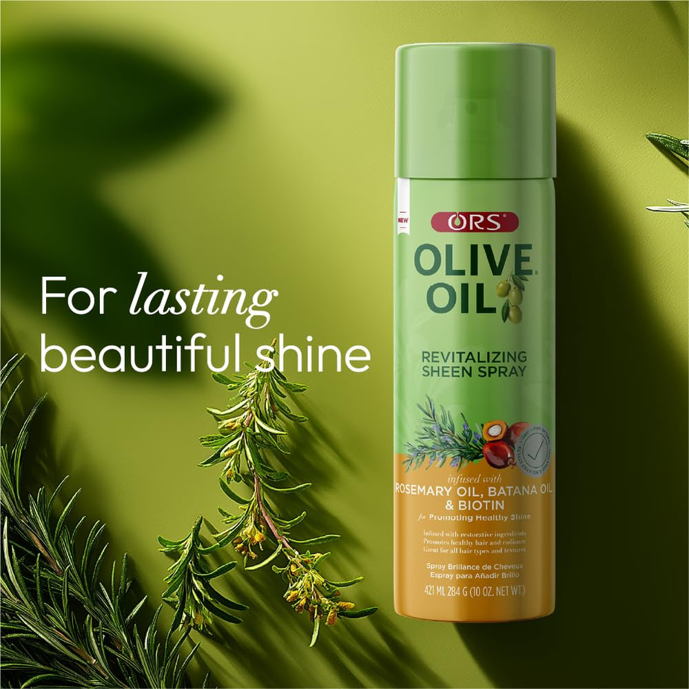 Hair being misted with ORS spray for lightweight daily moisture.