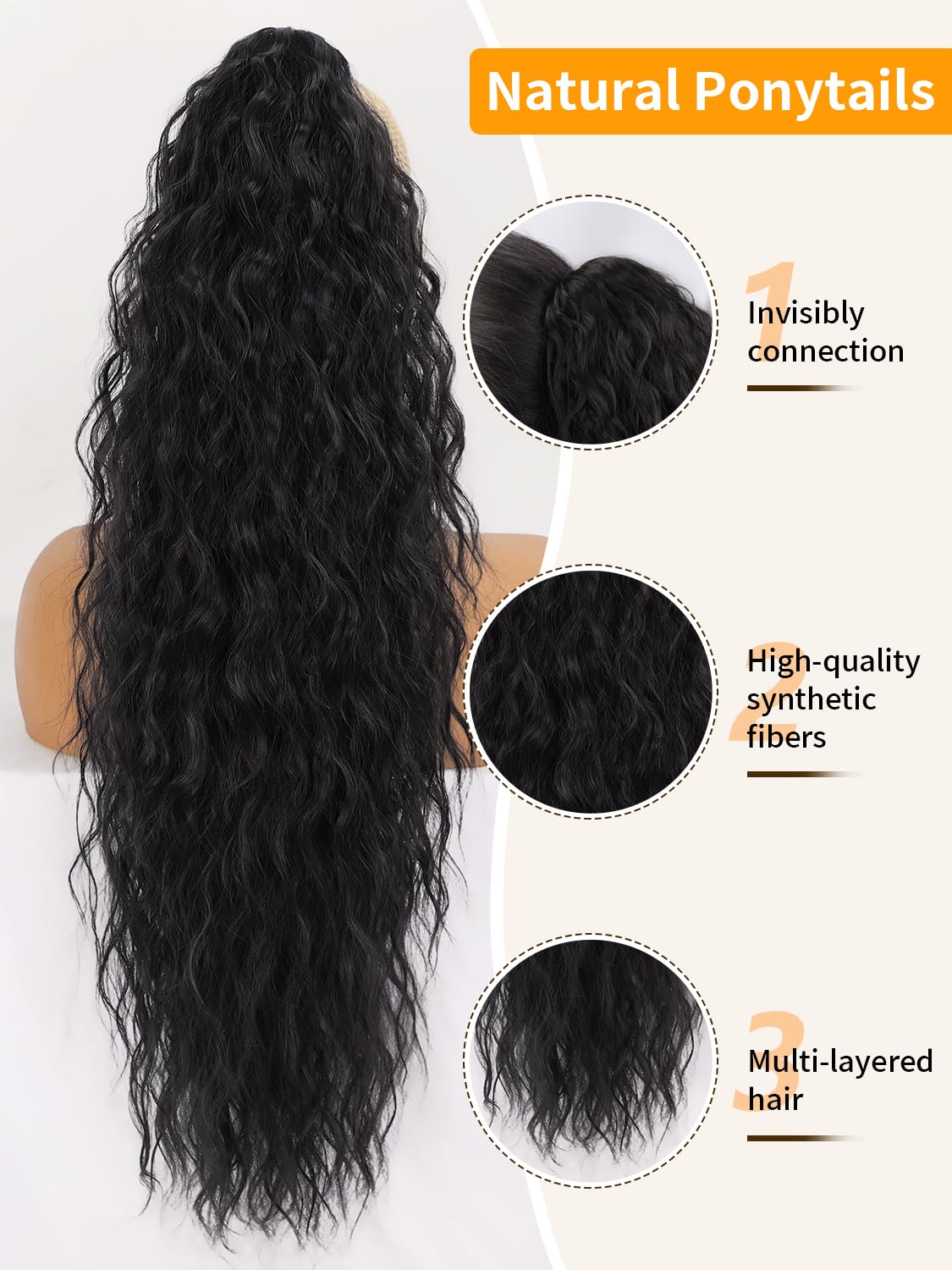 ORSUNCER claw clip secure-fit pony tail for all-day wear.