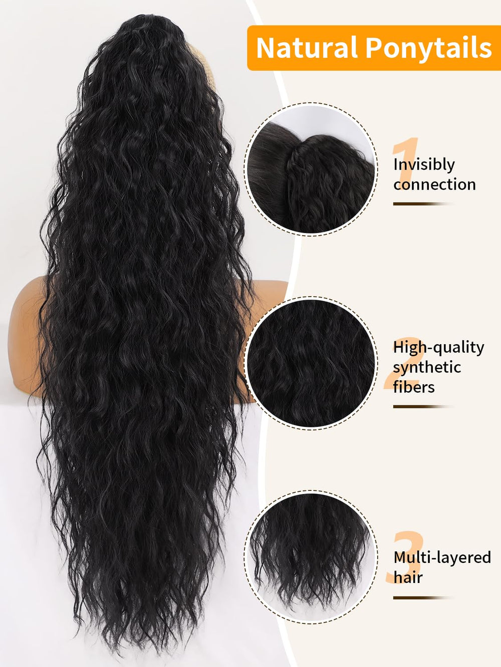 ORSUNCER claw clip secure-fit pony tail for all-day wear.
