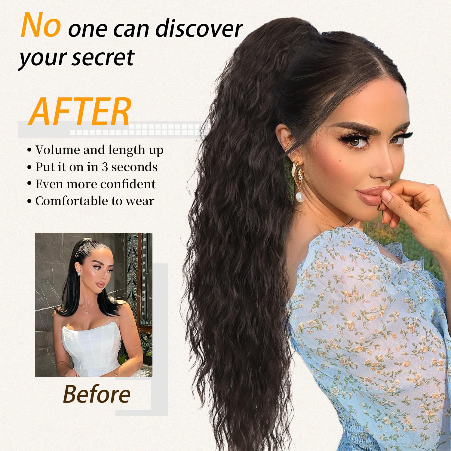 ORSUNCER two wearing styles: clip-in and drawstring for versatile looks.