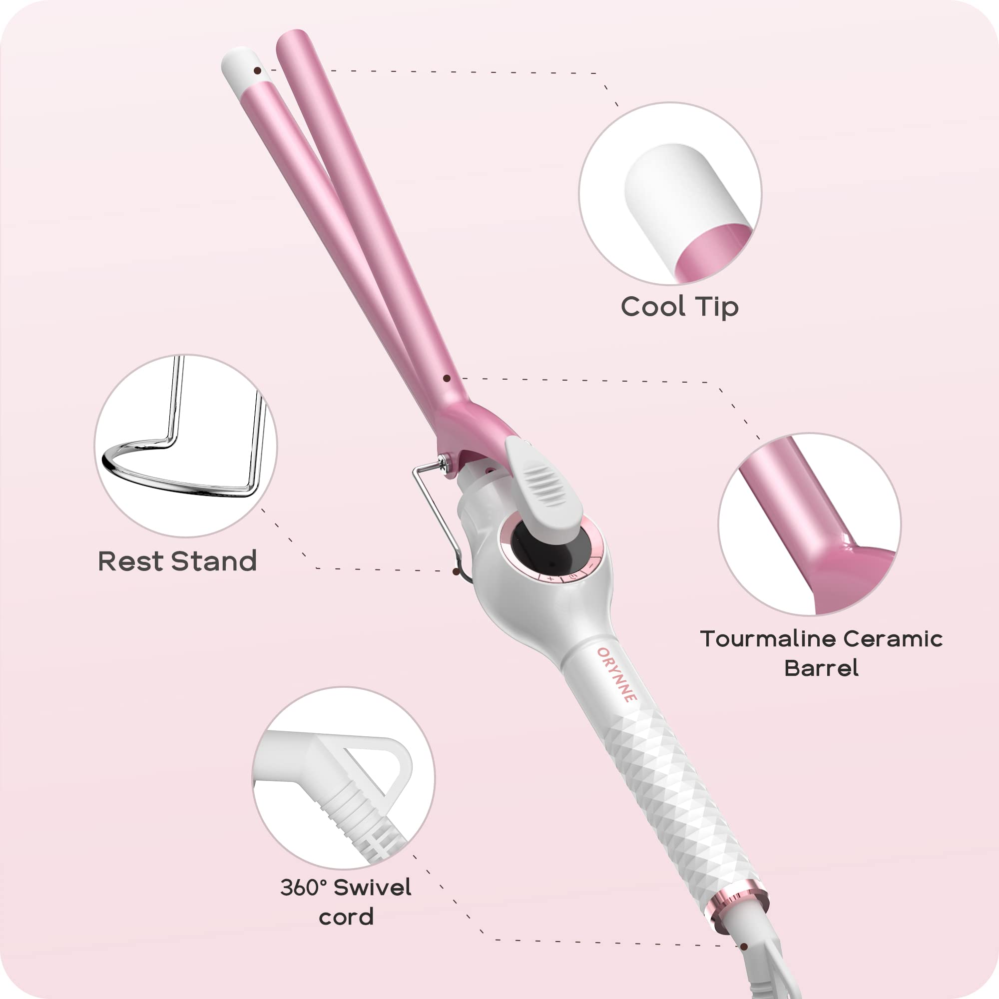 ORYNNE seven adjustable temps cover fine to thick hair textures.