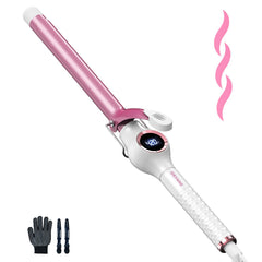 ORYNNE curling iron with digital LED display aids precise temperature control during styling