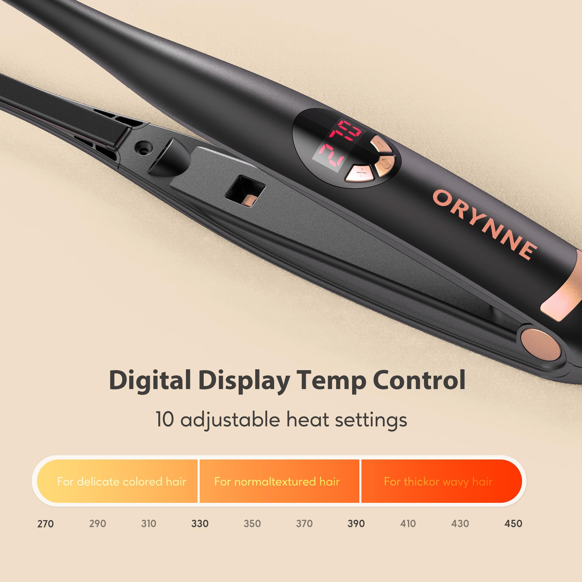 ORYNNE digital display shows precise heat settings for control