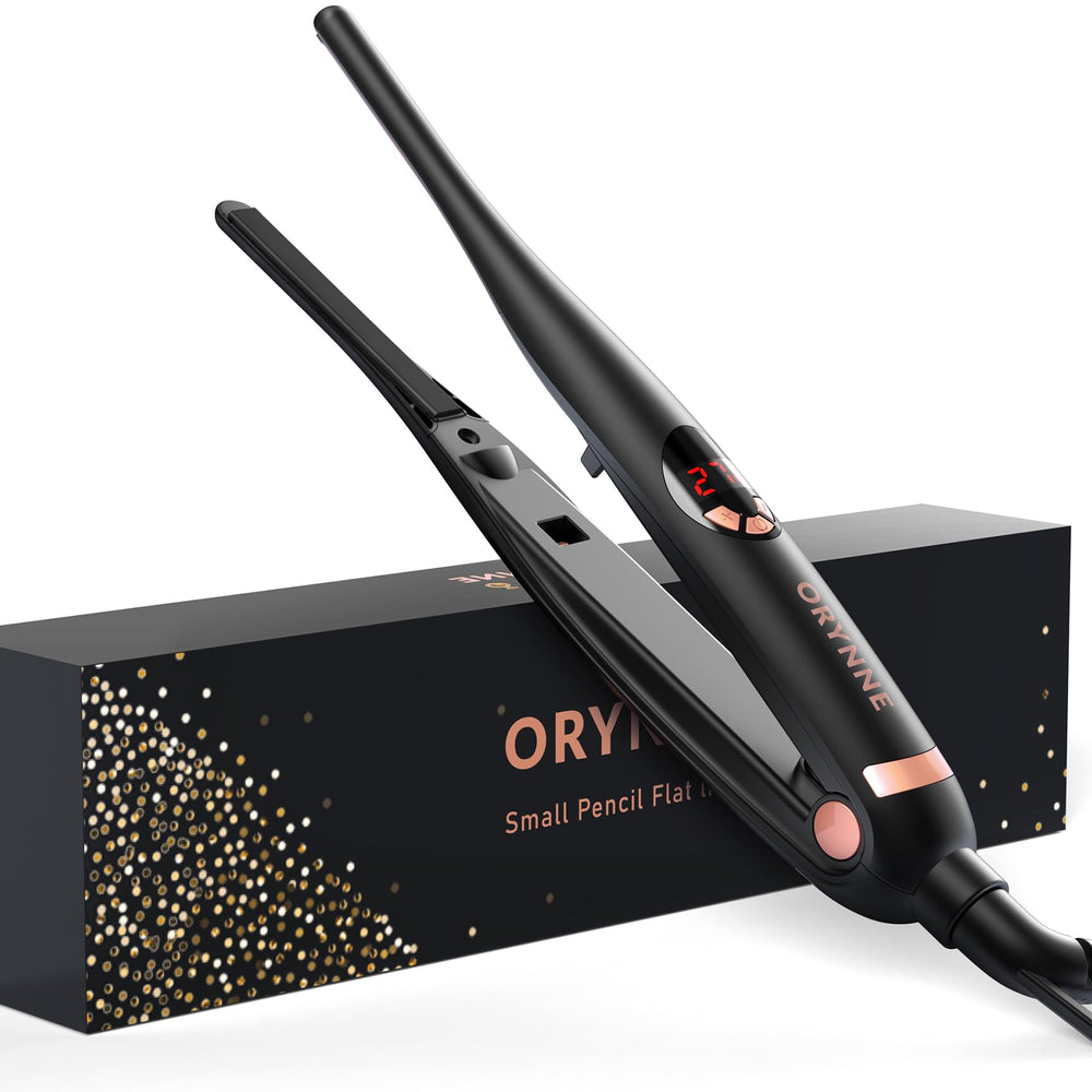 ORYNNE small flat iron used on pixie cut for precise edge styling