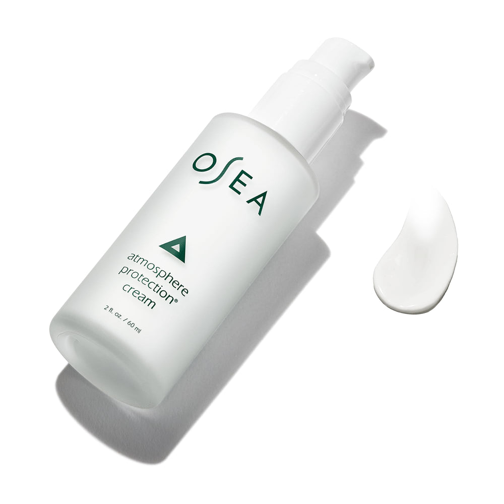 OSEA Atmosphere Protection Cream under makeup demonstrating compatibility with sunscreen layers.