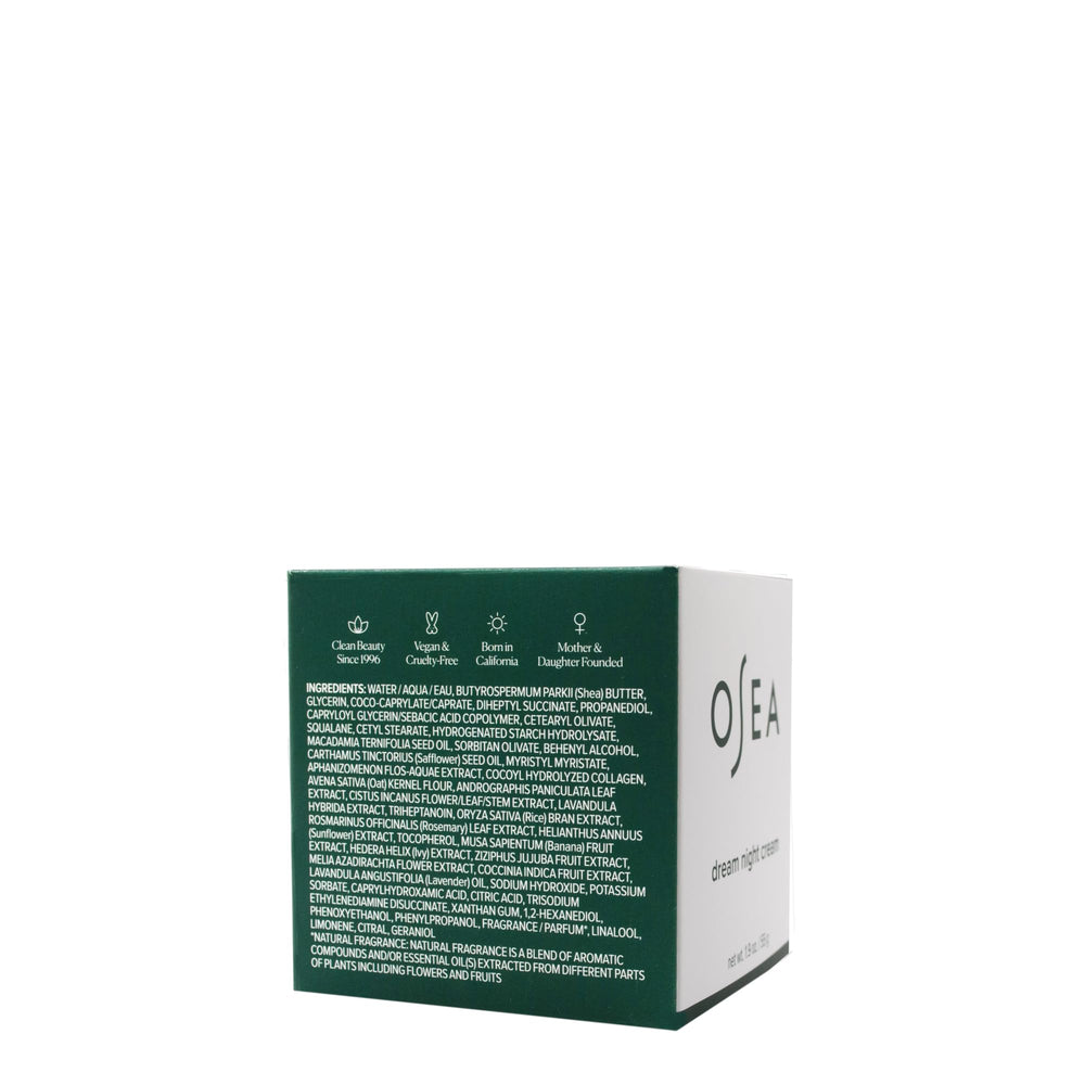 OSEA Dream Night Cream sustainability commitment symbolizing clean beauty and planet-friendly care