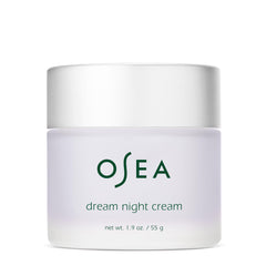 OSEA Dream Night Cream jar closeup showing rich overnight hydration for plump, rested-looking skin