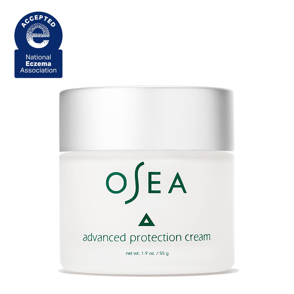 Close up of OSEA face cream texture showing silky, non greasy finish for smooth application