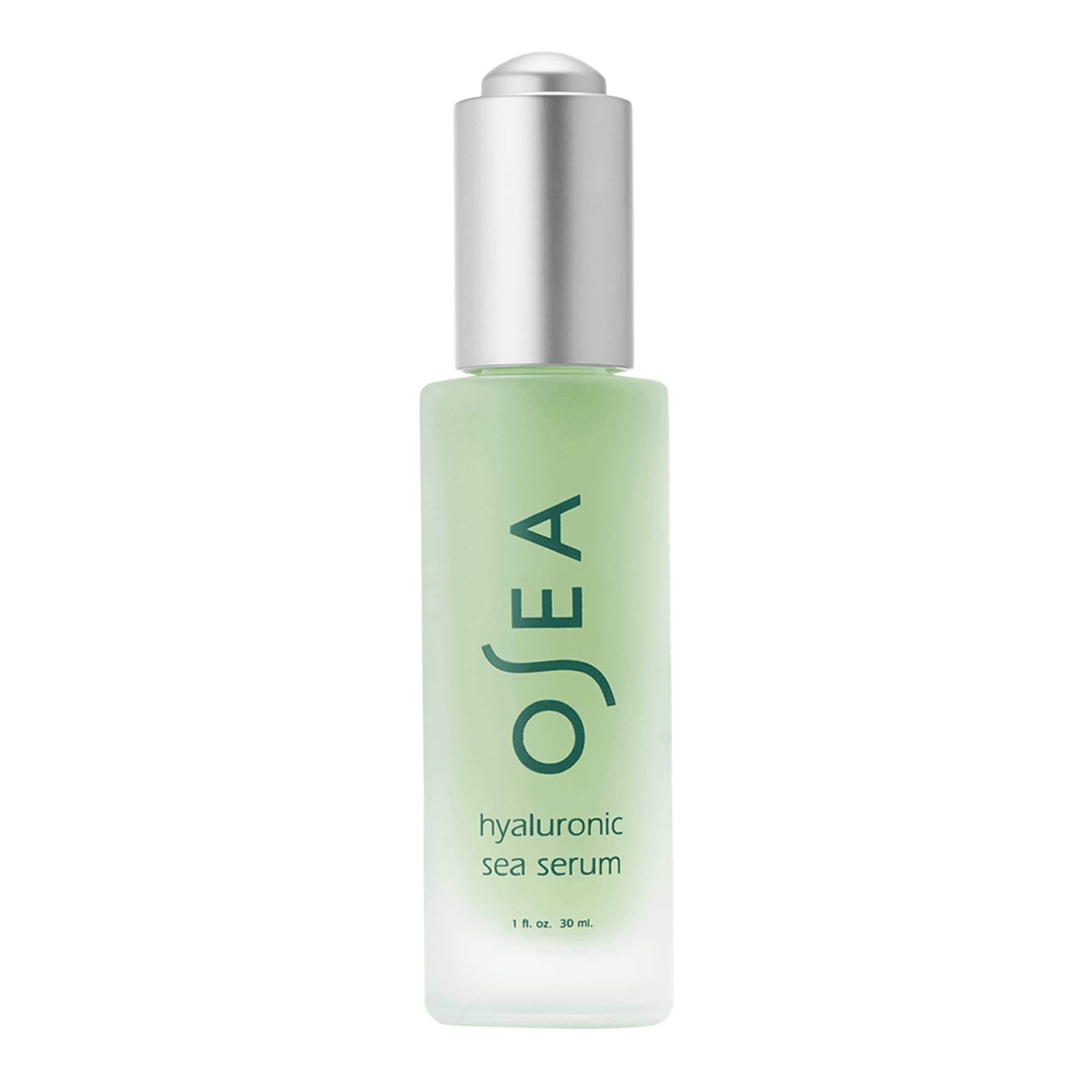 OSEA Hyaluronic Acid Sea Serum 1oz bottle demonstrates lightweight hydration for refreshed, radiant skin.