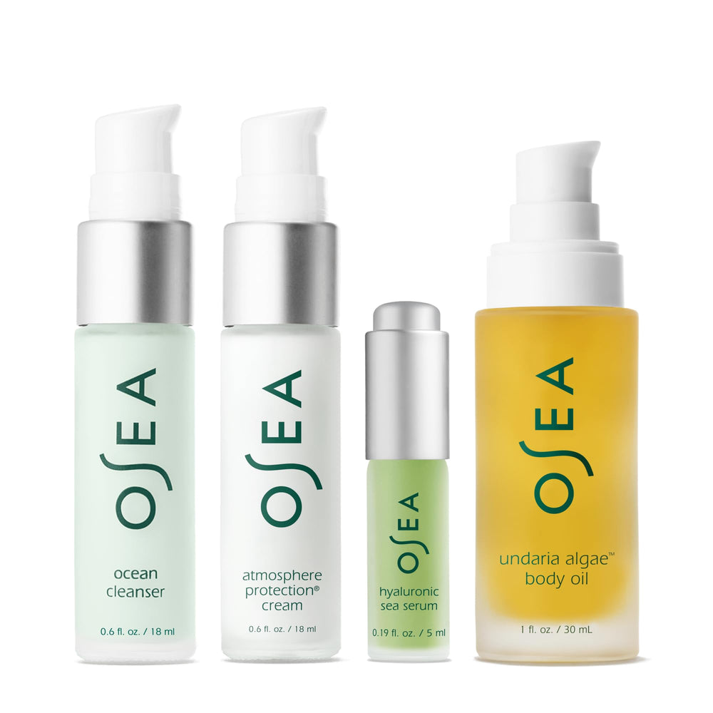 OSEA Hyaluronic Sea Serum application shows boosted hydration with seaweed-infused formula.