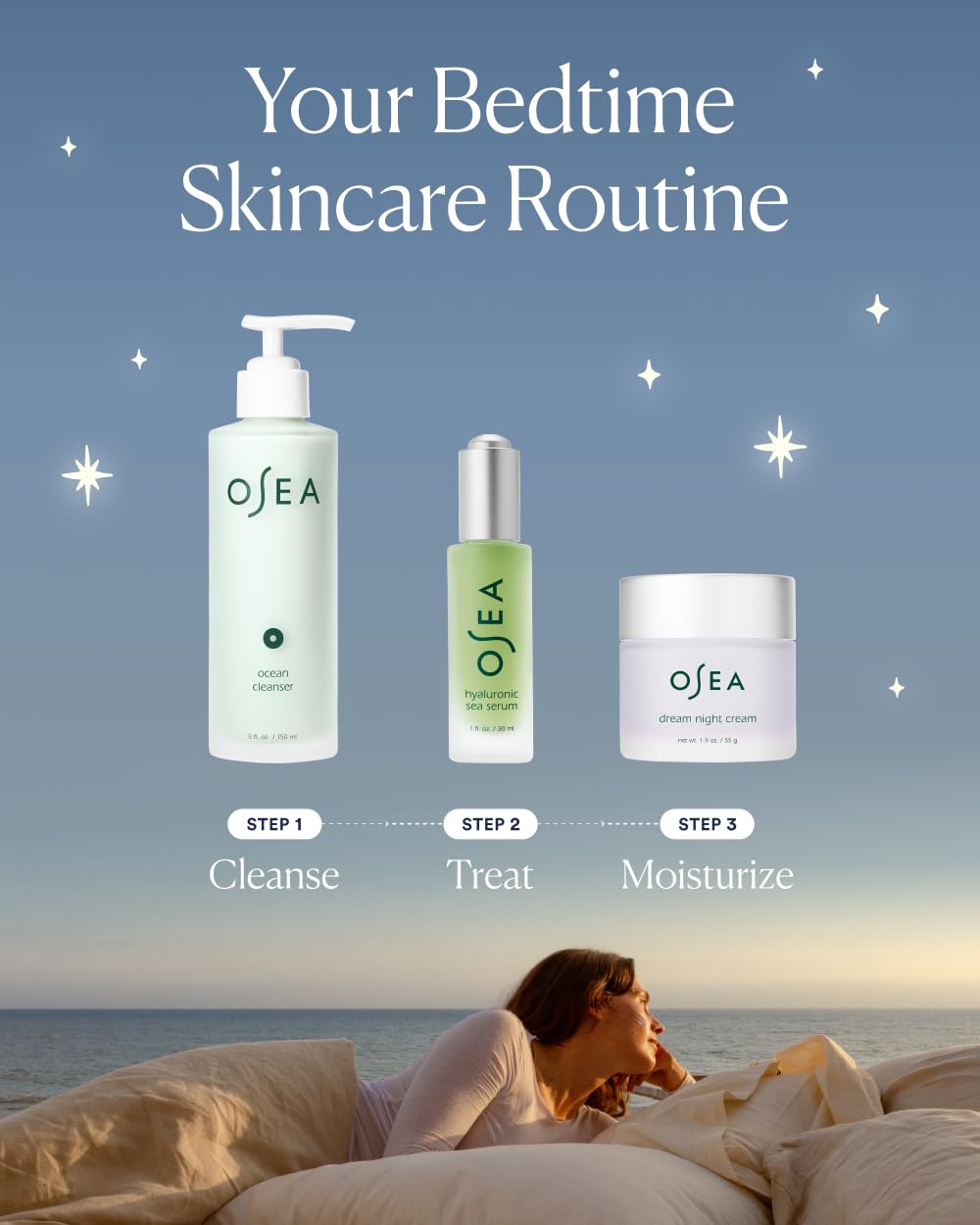 OSEA Dream Night Cream layered with Hyaluronic Sea Serum for deeper moisture