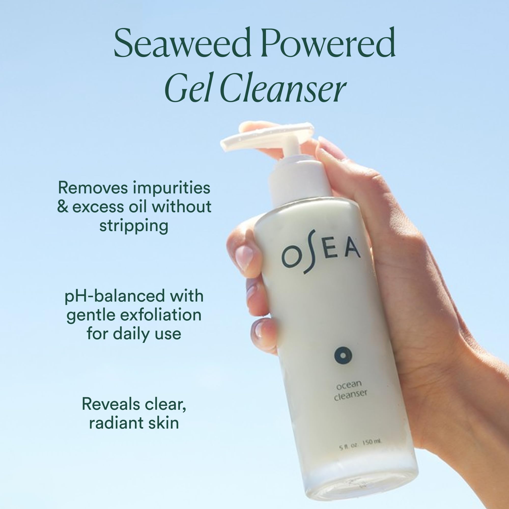 OSEA Ocean Cleanser foam texture demonstrating gentle exfoliation and lather