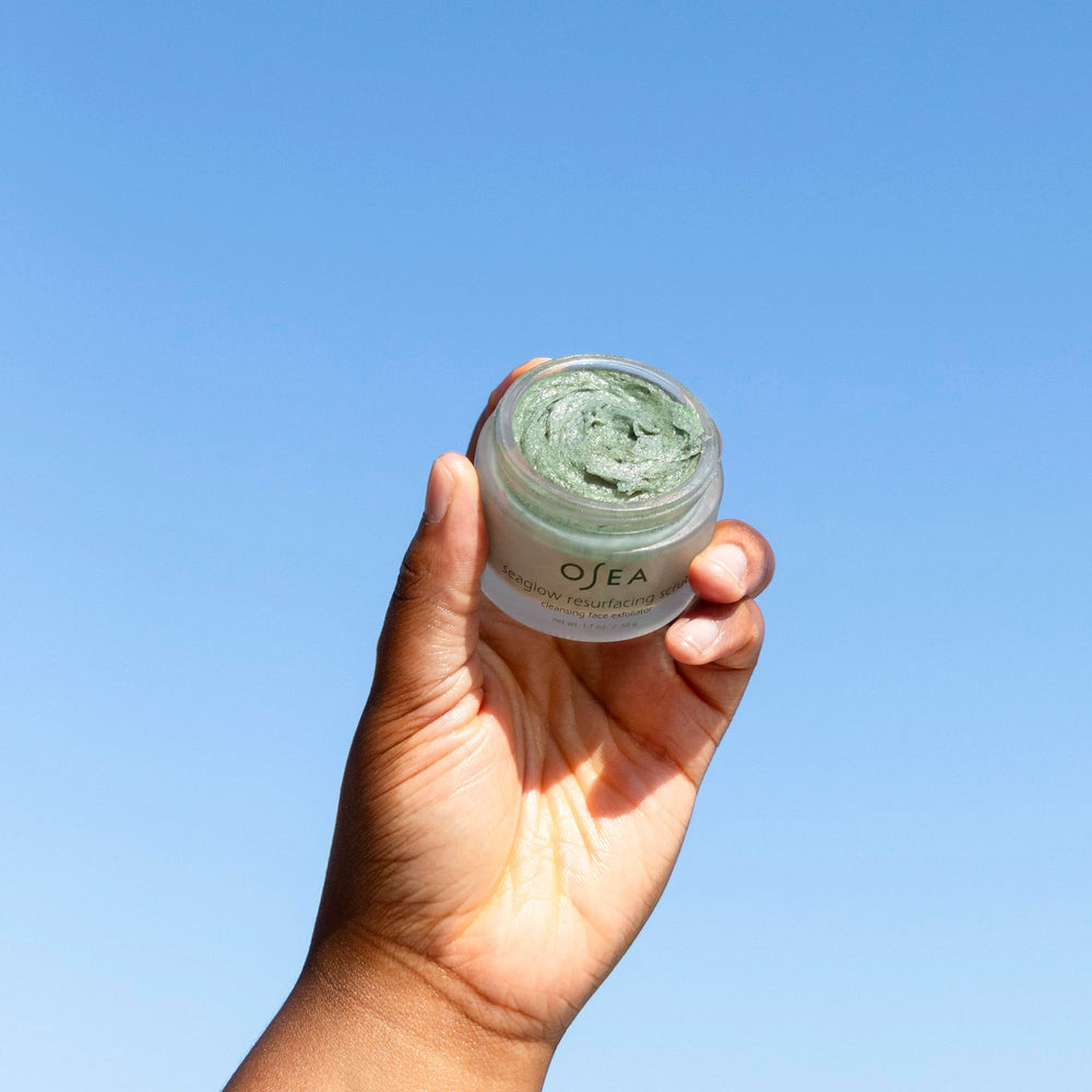 OSEA Seaglow vegan clean beauty packaging promotes ethical daily skincare