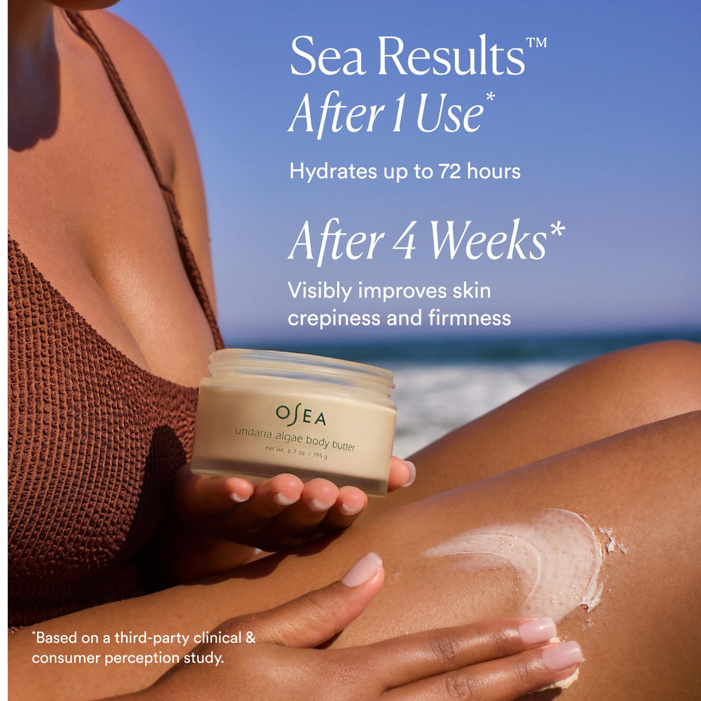 Creamy texture of OSEA Undaria Algae Body Butter spreads smoothly on skin