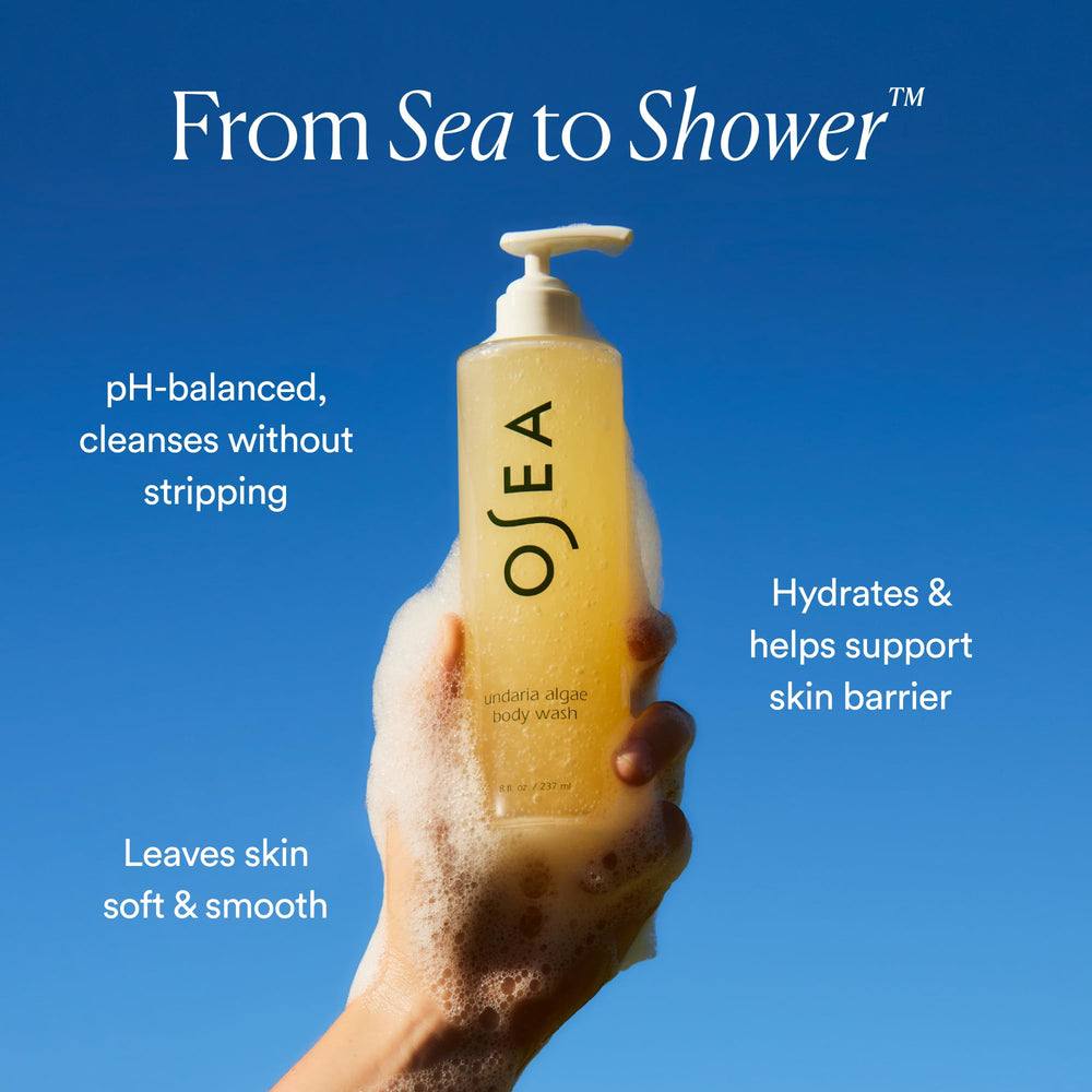 OSEA Undaria Algae Body Wash bottle with pump for easy application.