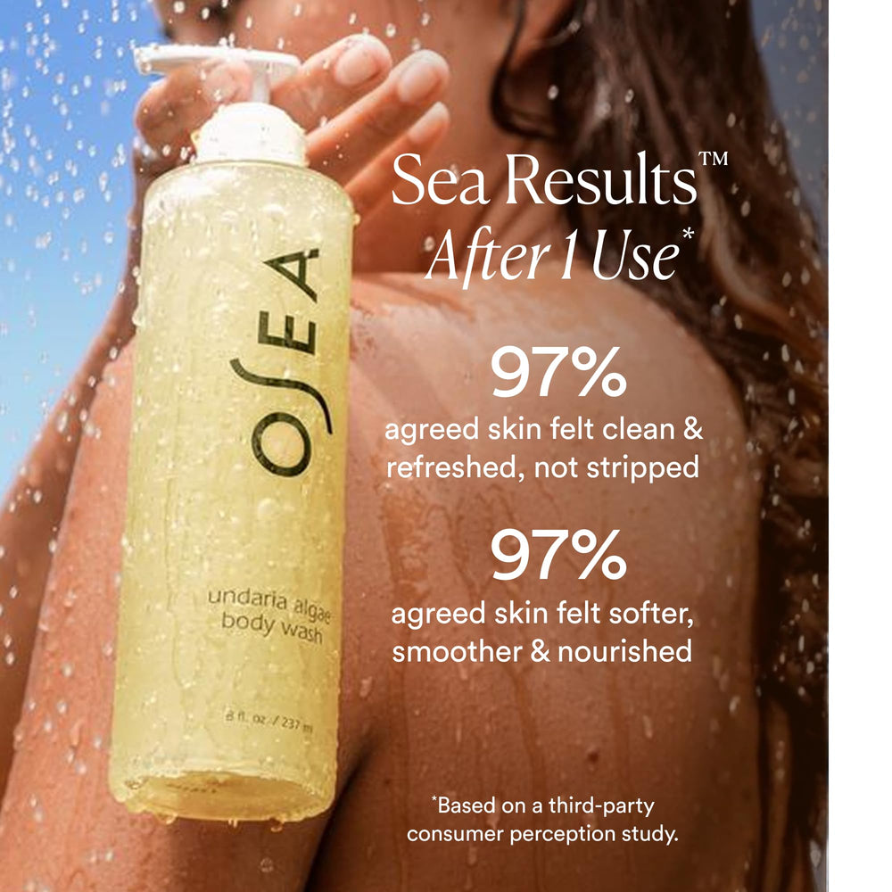 Rich, creamy lather formed by OSEA Undaria Algae Body Wash during shower.