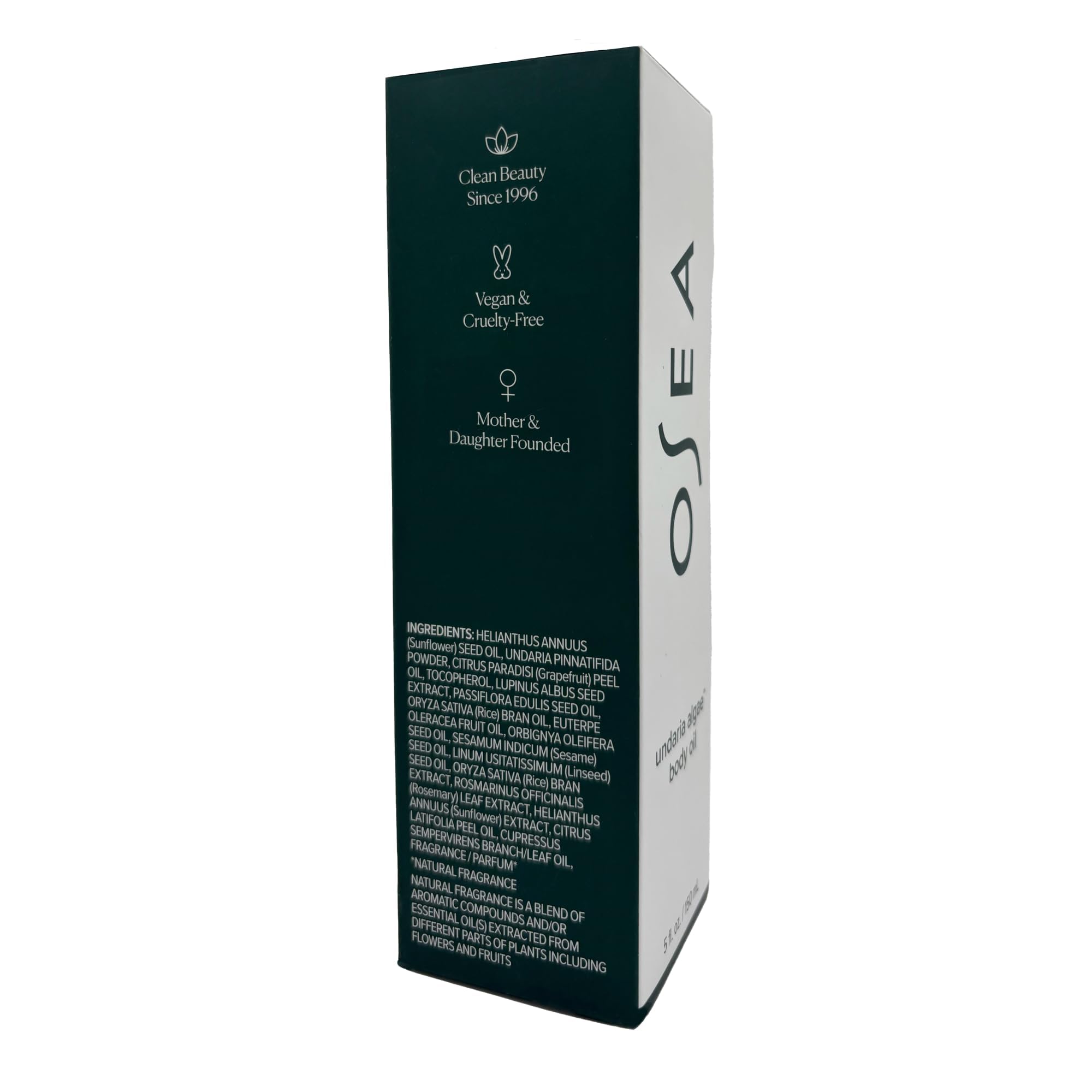 Vegan and cruelty-free certification label on OSEA Undaria Algae Oil.