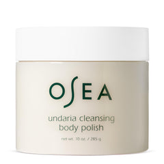 OSEA Undaria Cleansing Body Polish jar close-up highlighting creamy texture for exfoliation