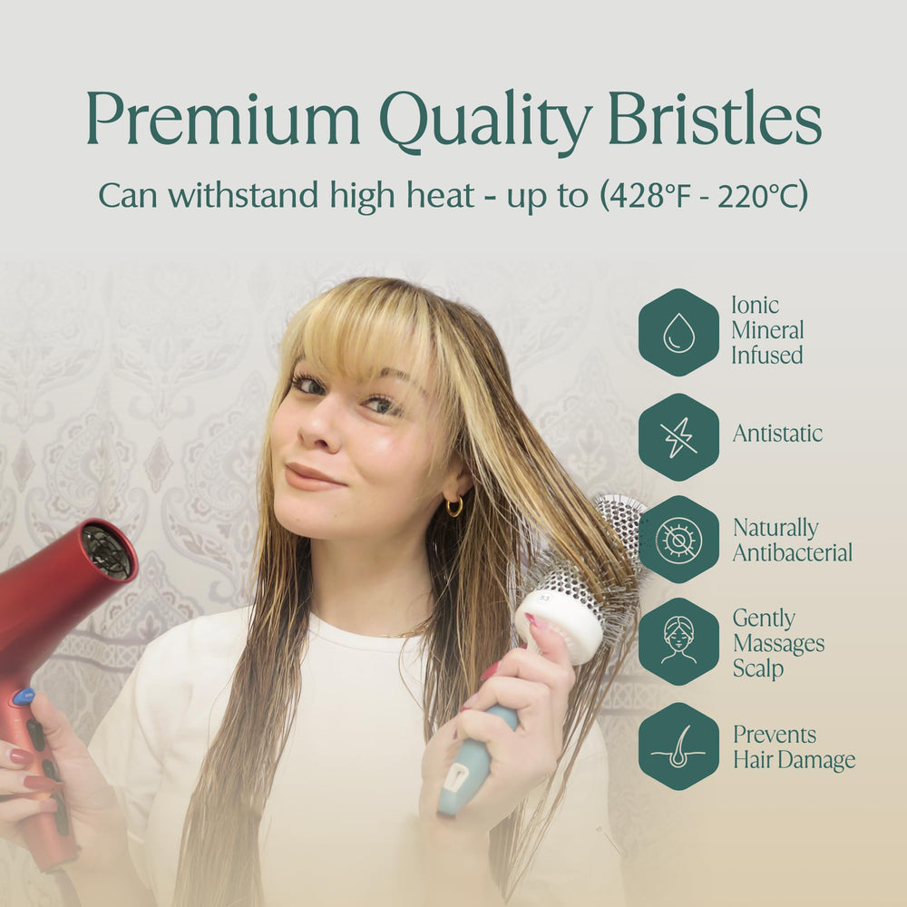 Osensia drying demonstration of the round brush with a blow dryer.