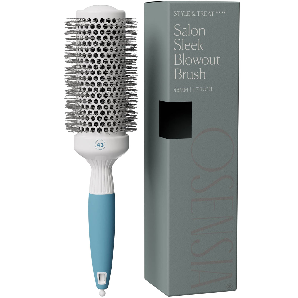 Osensia medium round brush close-up on ceramic bristles for salon-ready shine.