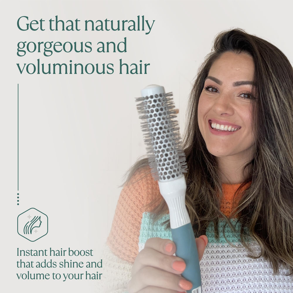 Osensia brush stored neatly on vanity for easy access