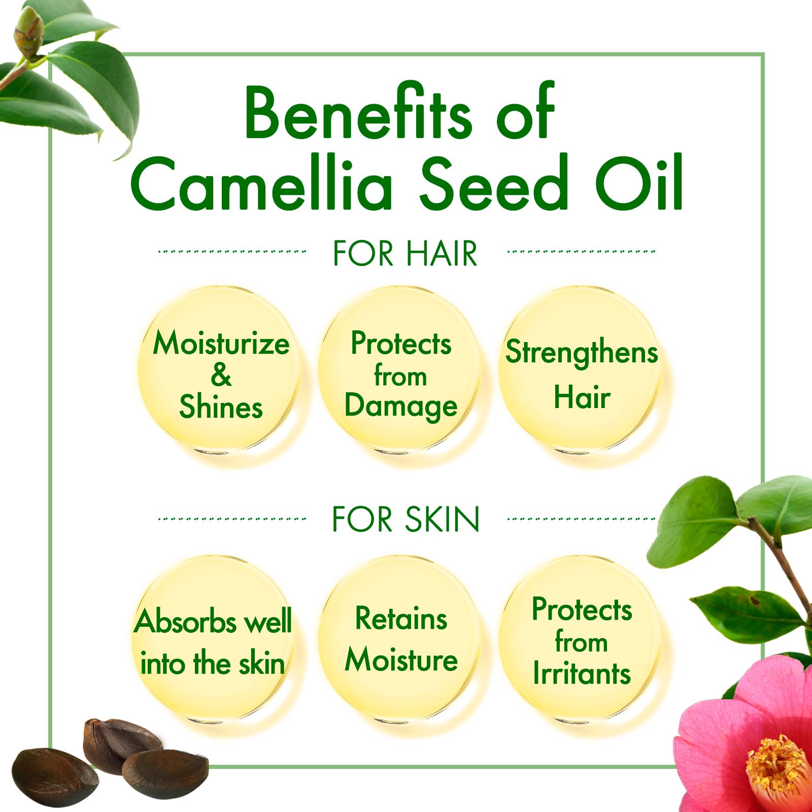 Oshima Tsubaki Camellia Seed Oil label closeup emphasizes pure, single-ingredient formula.